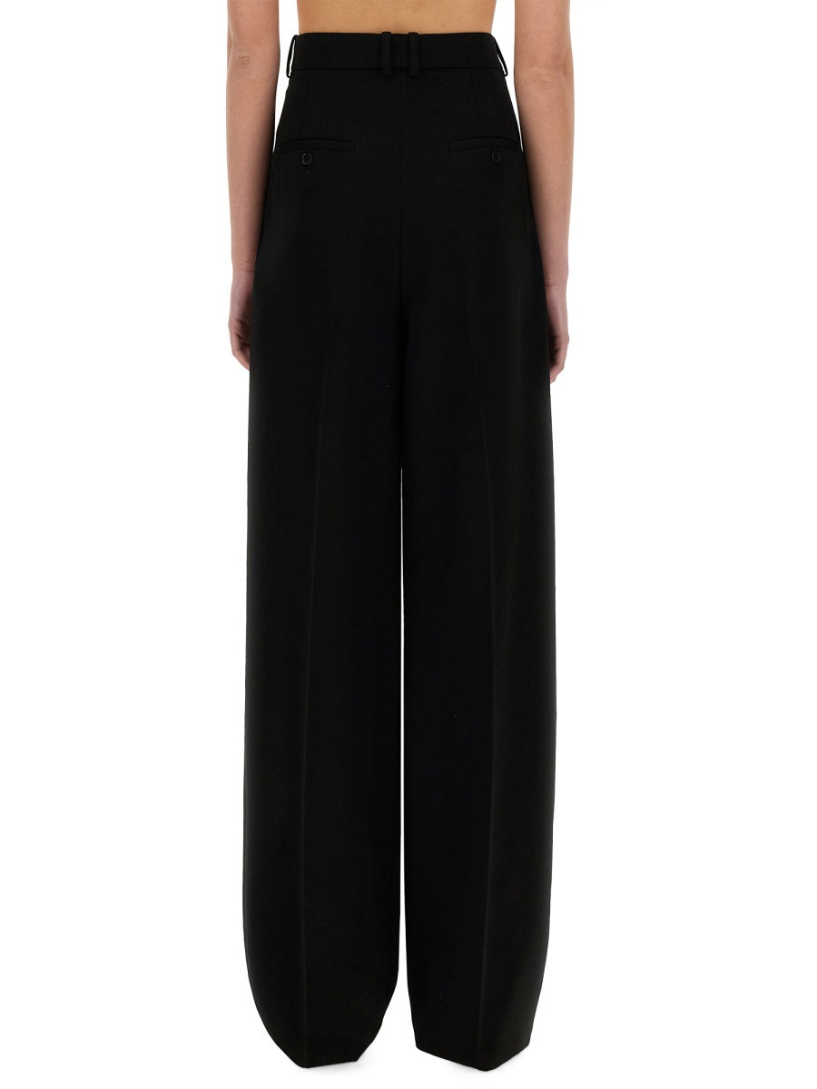 Saint Laurent Women Wide-Leg Pants In Grain De Poudre
