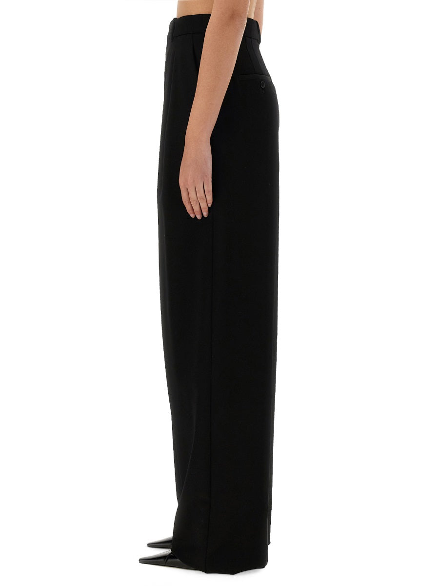 Saint Laurent Women Wide-Leg Pants In Grain De Poudre