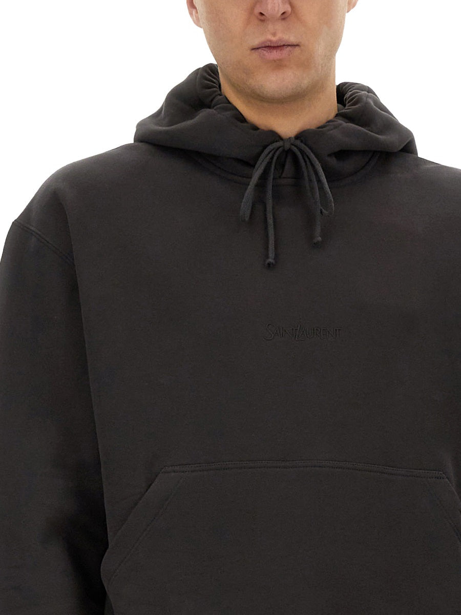 Saint Laurent Men Hooded Sweatshirt With Logo