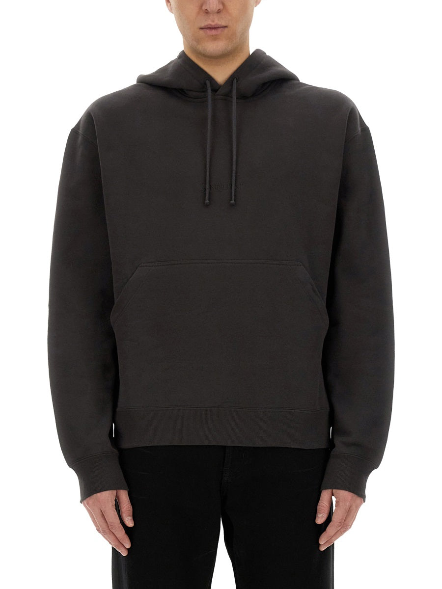 Saint Laurent Men Hooded Sweatshirt With Logo