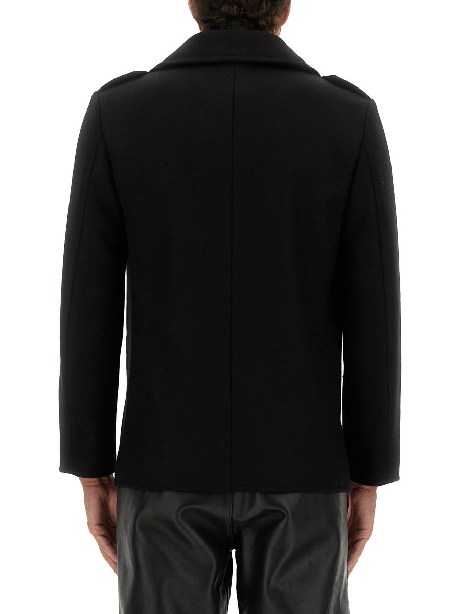 Saint Laurent Men Double-Breasted Wool Coat