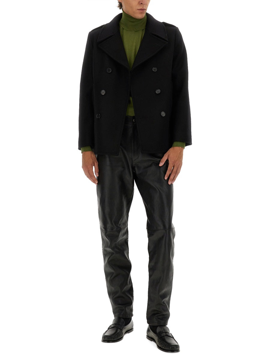 Saint Laurent Men Double-Breasted Wool Coat