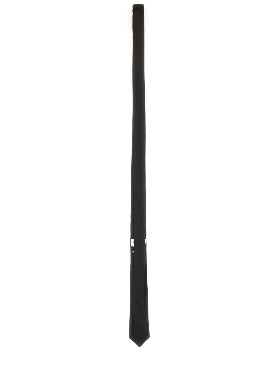 Saint Laurent Men Monogram Thin Jacquard Tie