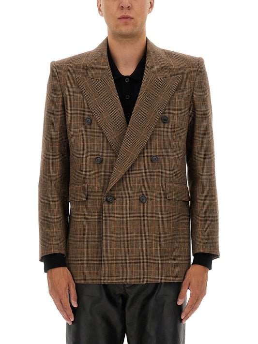 Saint Laurent Men Prince Of Wales Wool Jacket