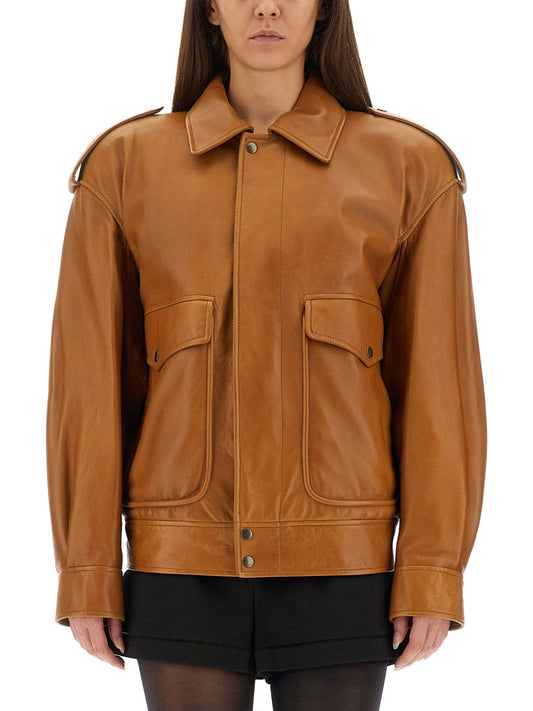 Saint Laurent Women Oversized Leather Jacket