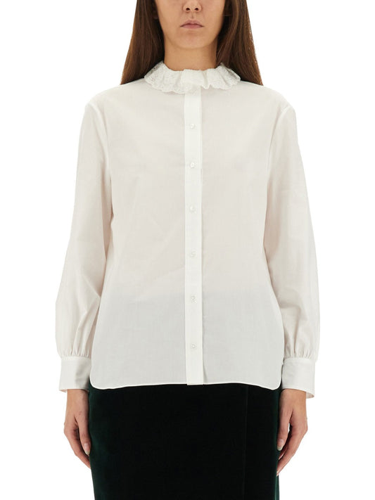 Saint Laurent Women Pierrot Collar Shirt