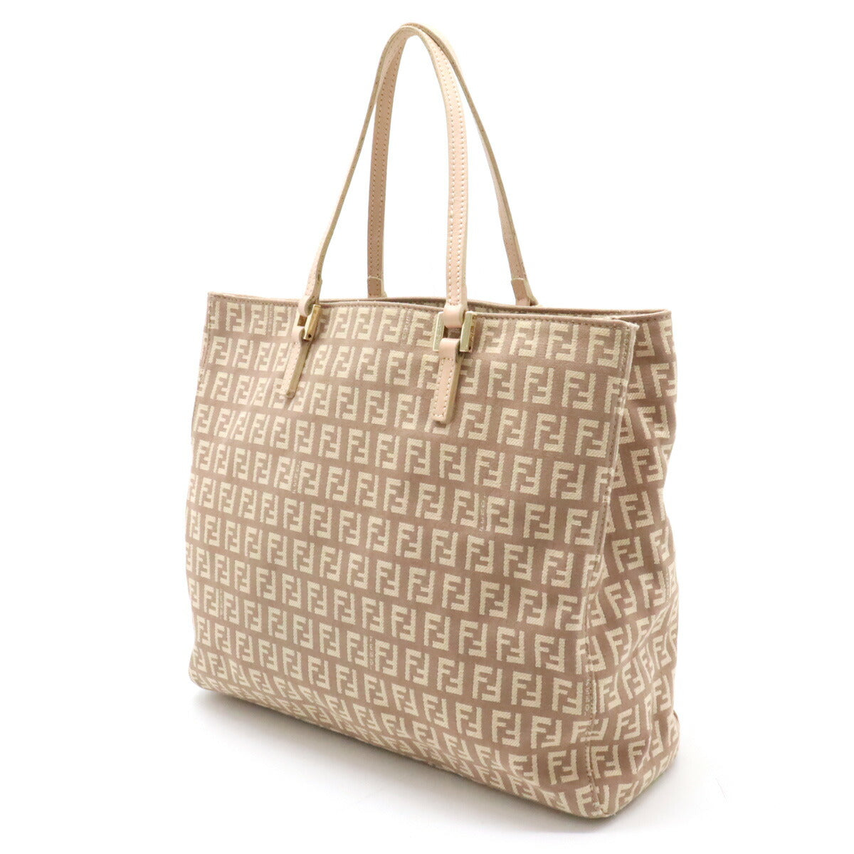 Fendi Zucchino Zucca Canvas Leather Tote Bag