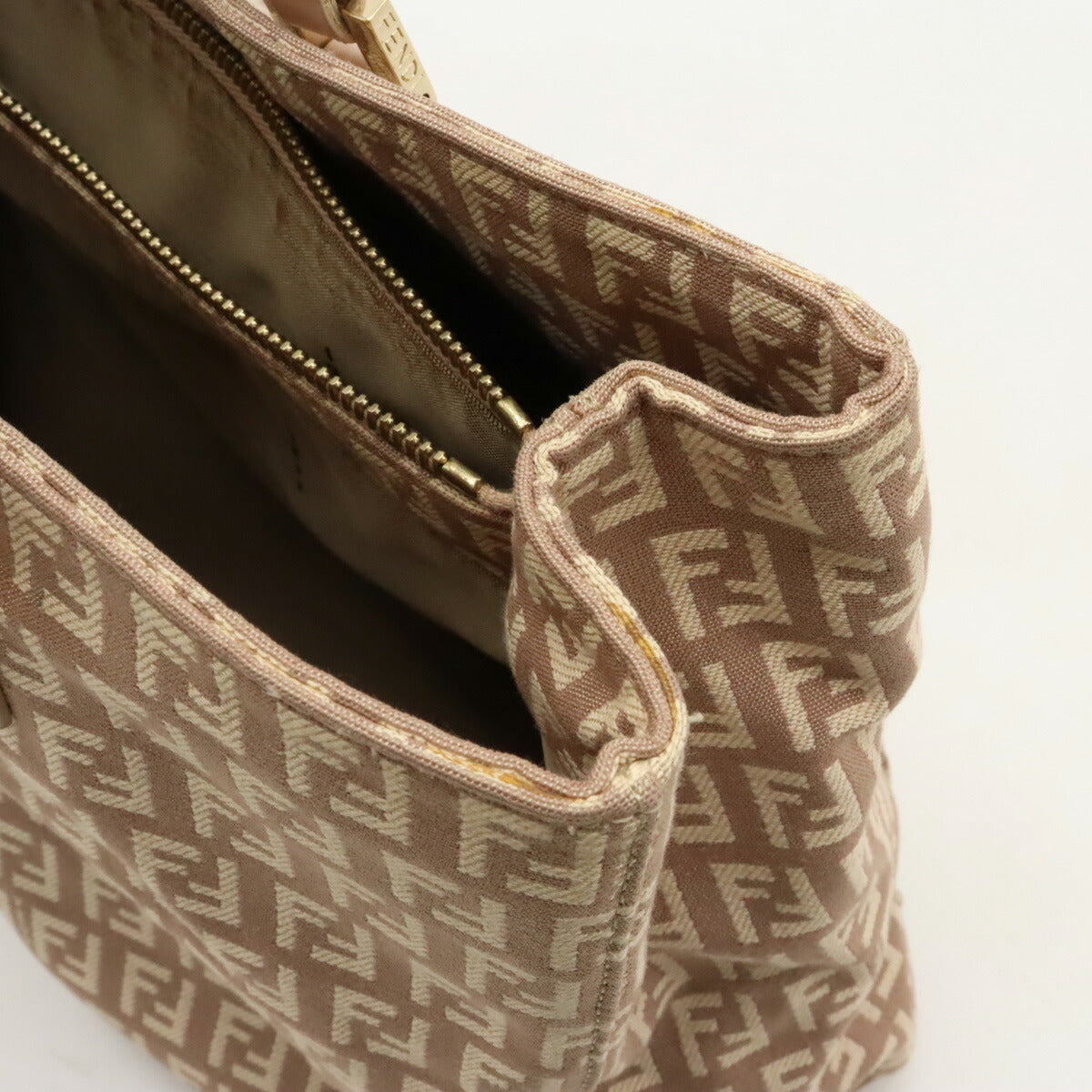 Fendi Zucchino Zucca Canvas Leather Tote Bag