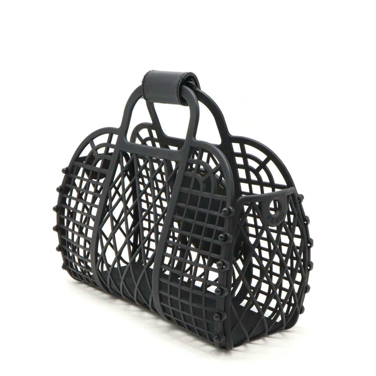 Fendi FF Logo Basket Small Handbag Plastic Leather