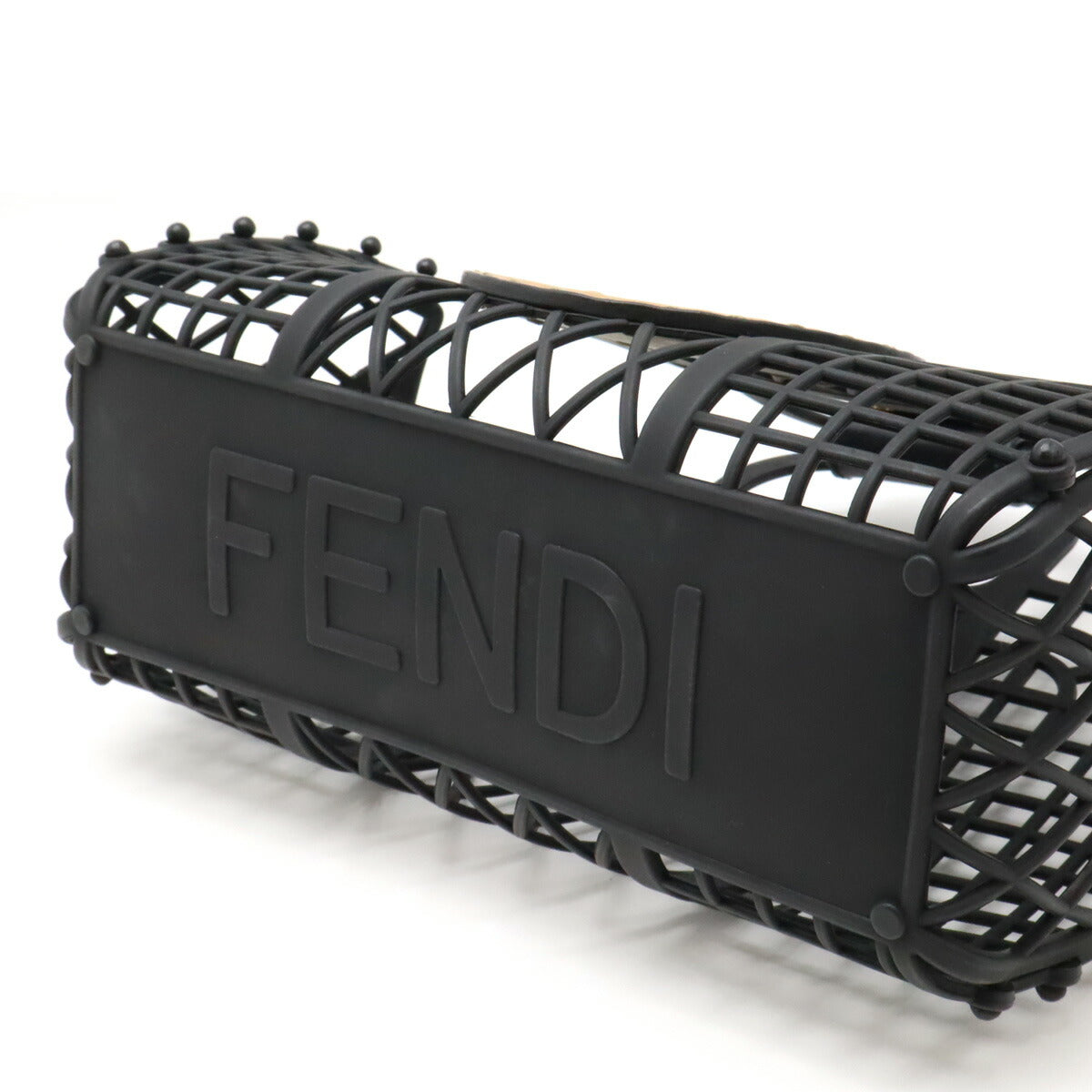 Fendi FF Logo Basket Small Handbag Plastic Leather