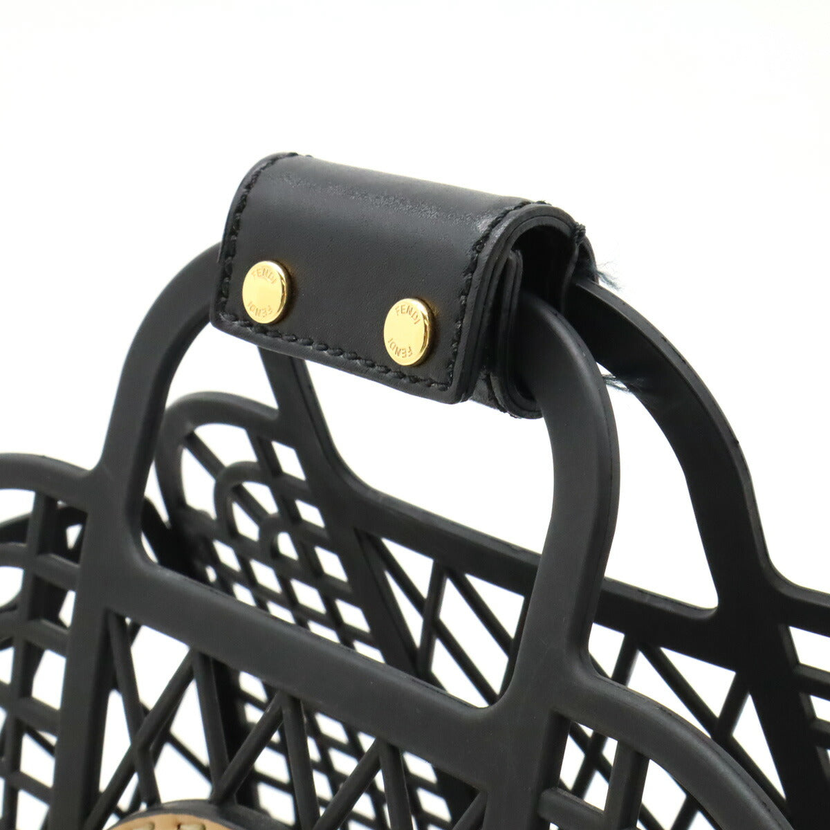 Fendi FF Logo Basket Small Handbag Plastic Leather