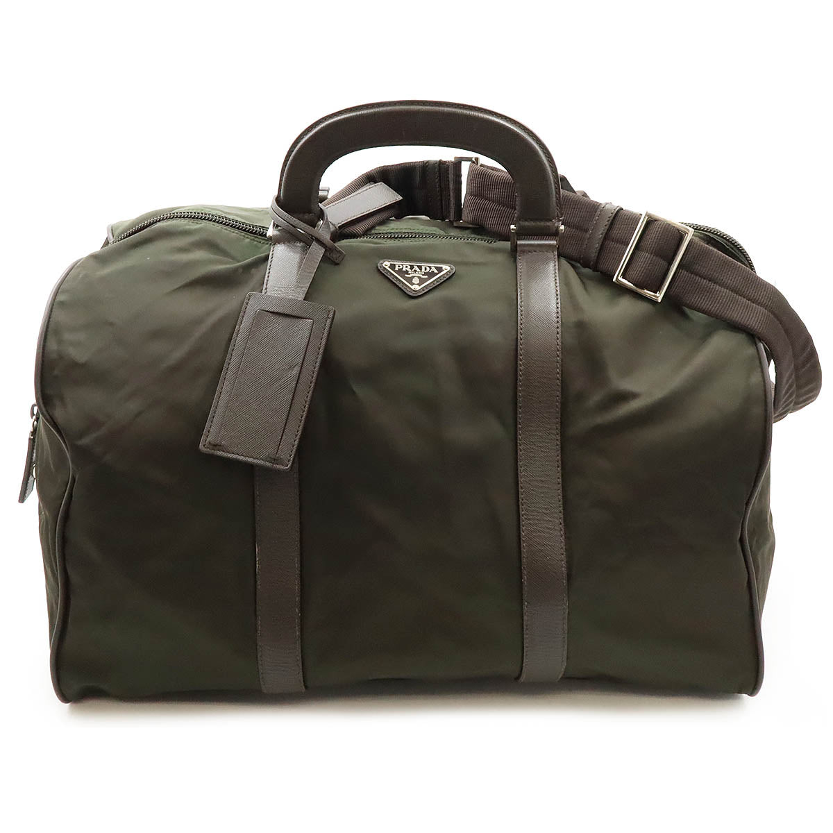 Prada Nylon Leather Boston Travel Bag