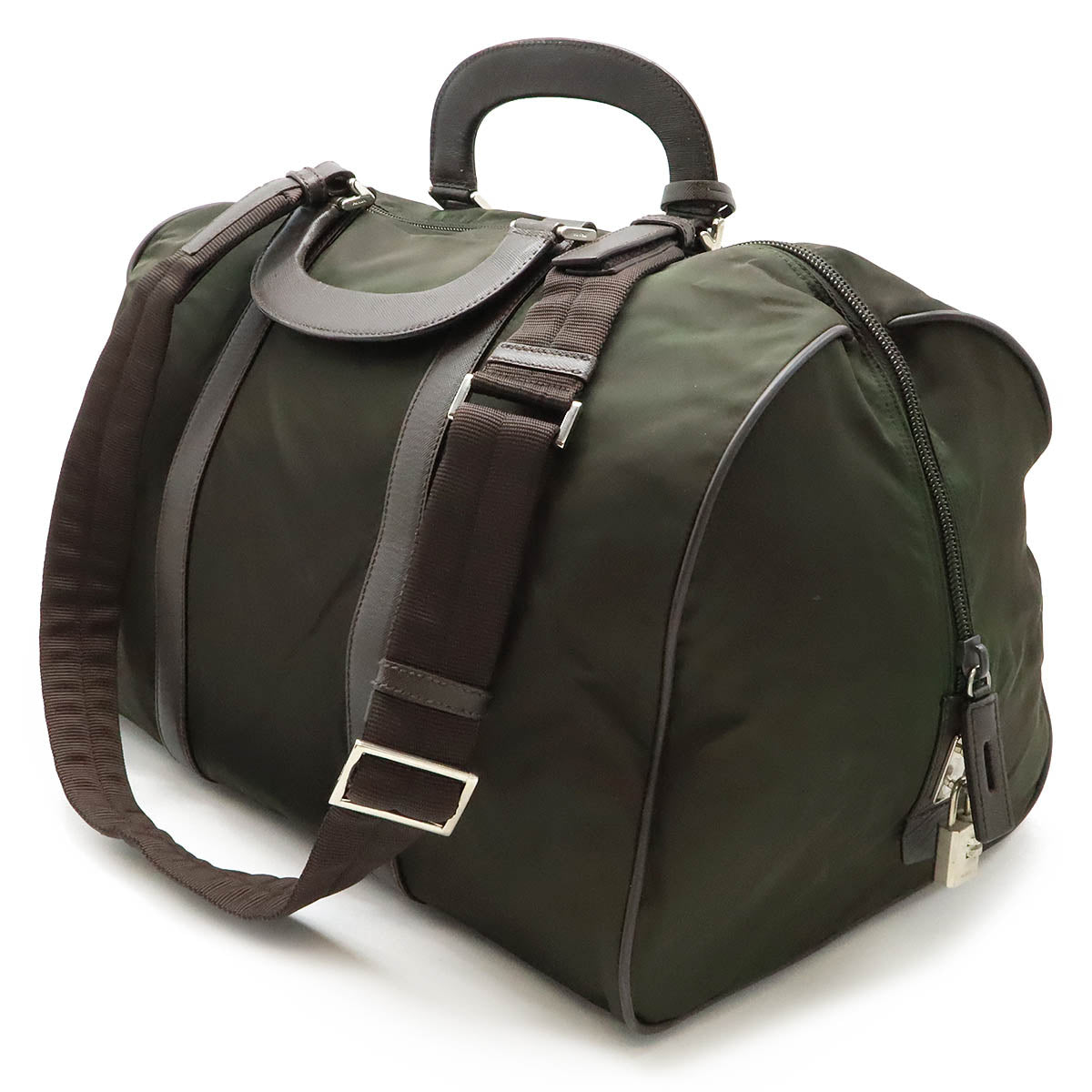 Prada Nylon Leather Boston Travel Bag
