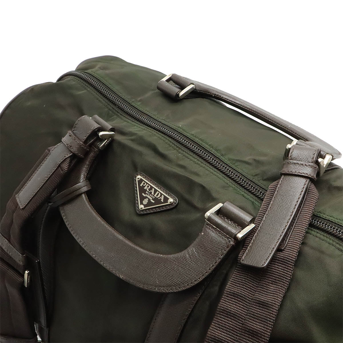 Prada Nylon Leather Boston Travel Bag