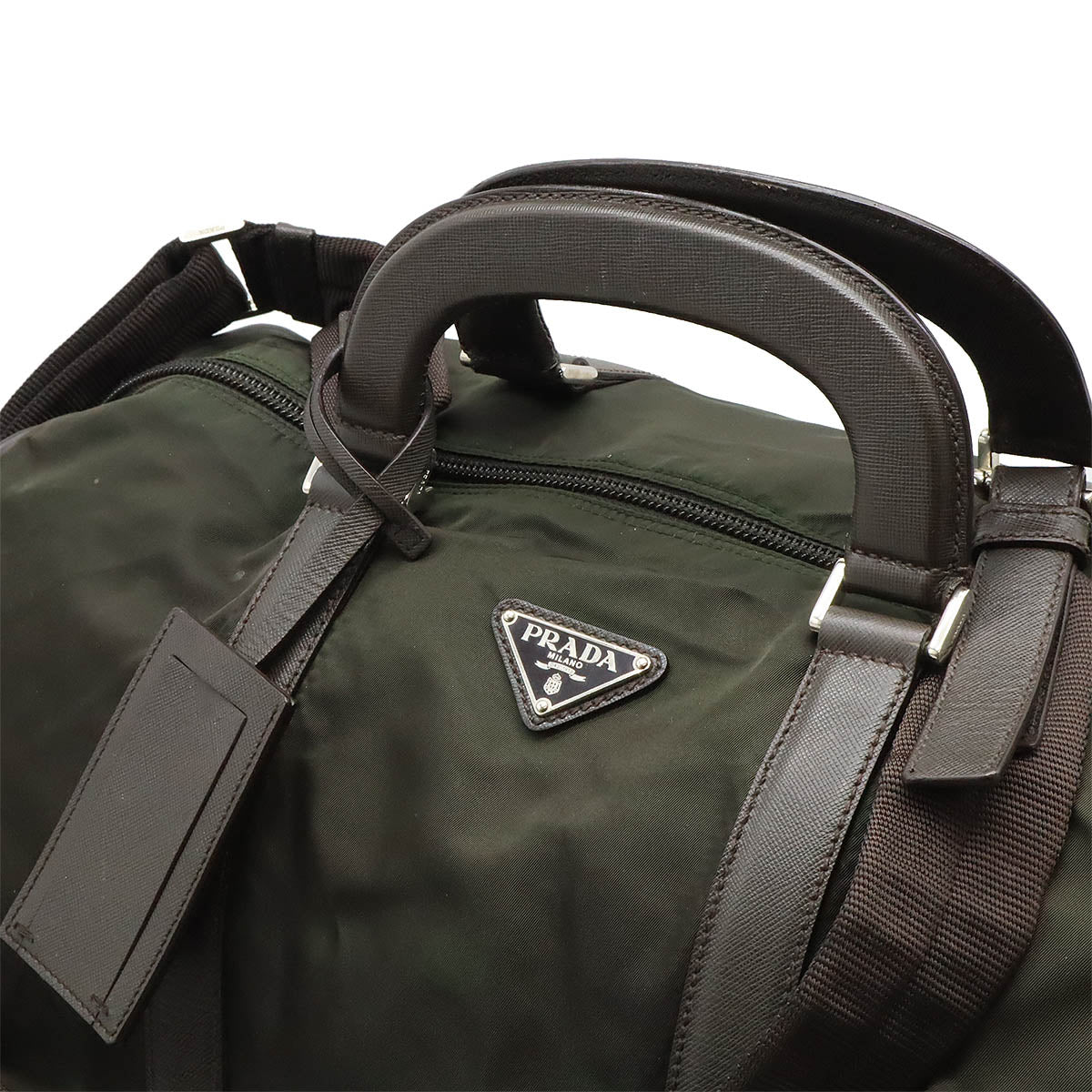 Prada Nylon Leather Boston Travel Bag