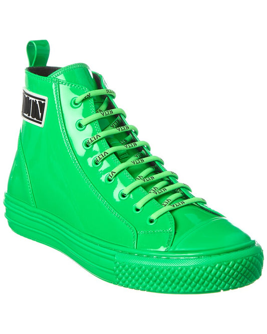 Valentino Patent High-Top Sneaker Green