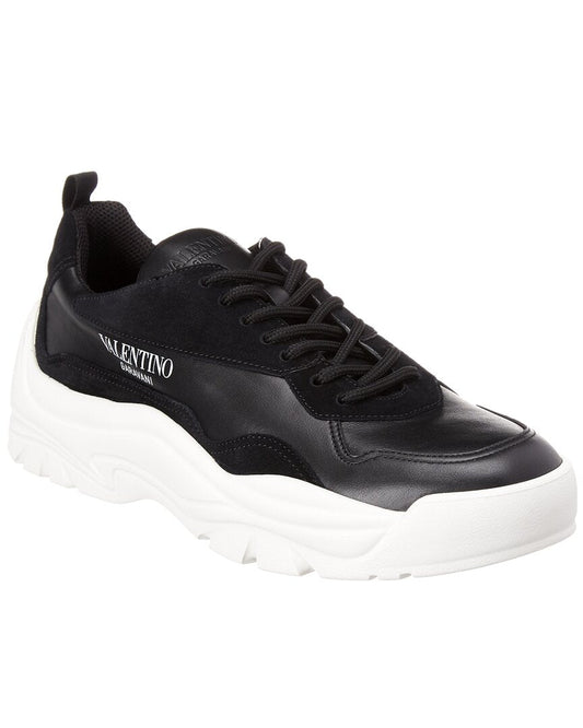 Valentino Leather & Suede Sneaker Black