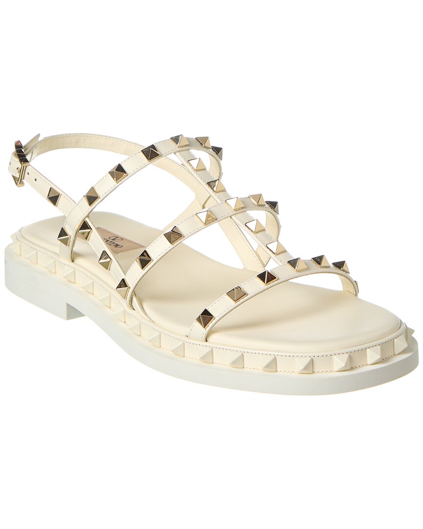 Valentino Rockstud Leather Sandal White