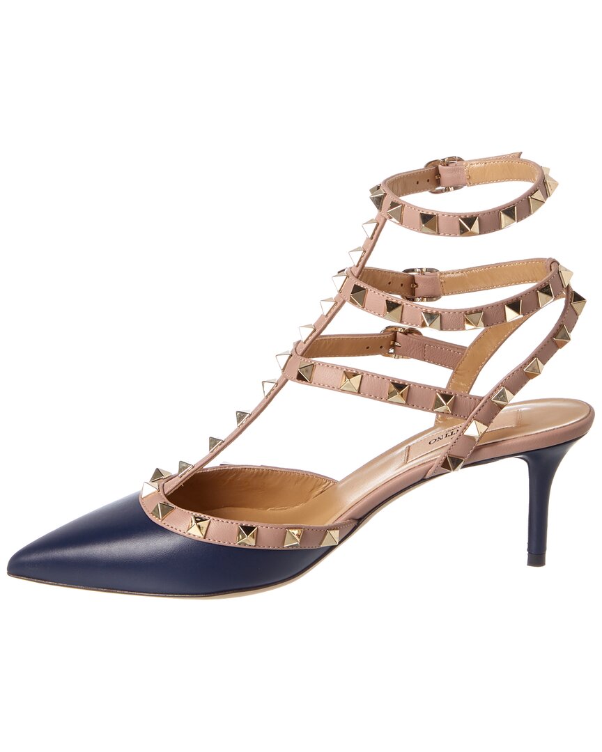 Valentino Rockstud Caged 65 Leather Ankle Strap Pump