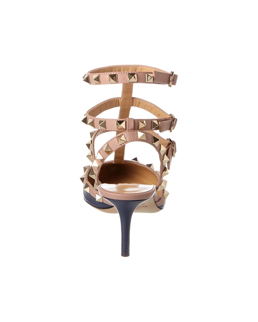 Valentino Rockstud Caged 65 Leather Ankle Strap Pump