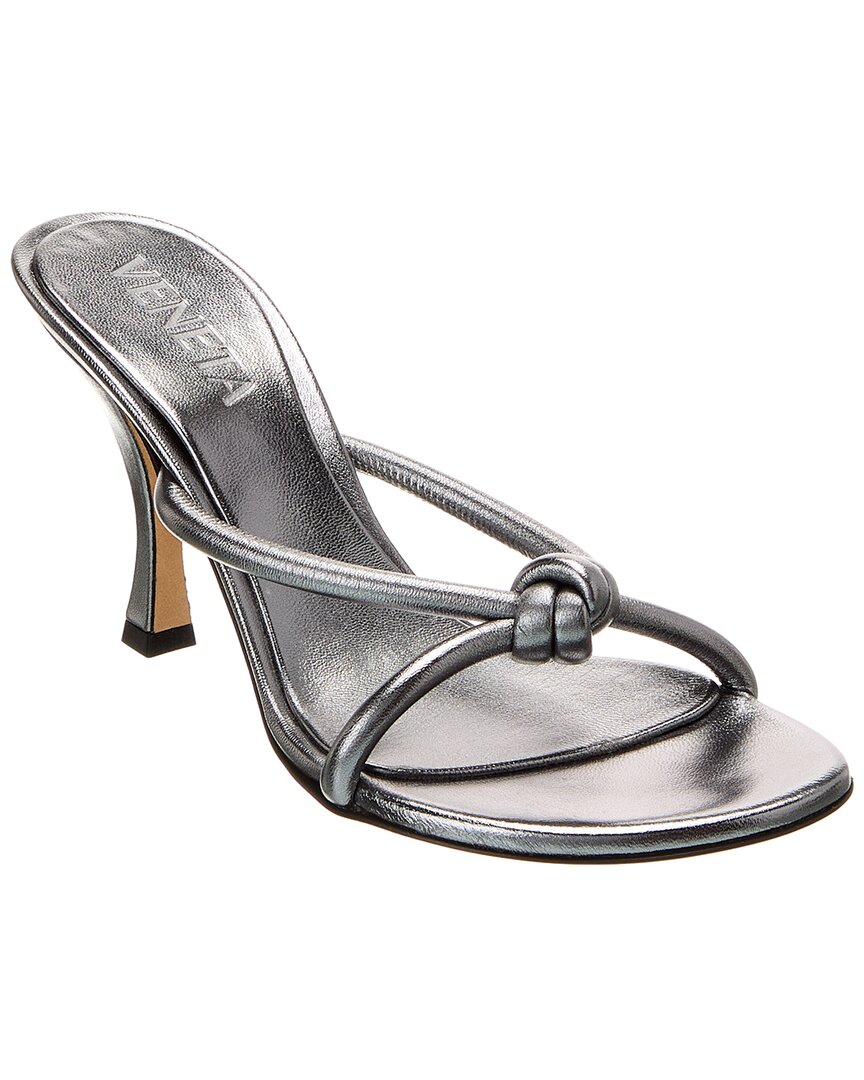 Bottega Veneta Blink Leather Mule Silver
