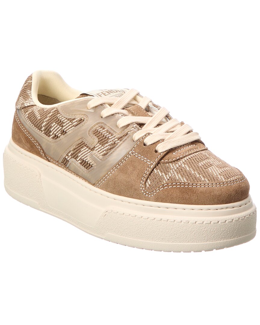 Fendi Match Ff Jacquard & Suede Platform Sneaker 41 Brown Multi