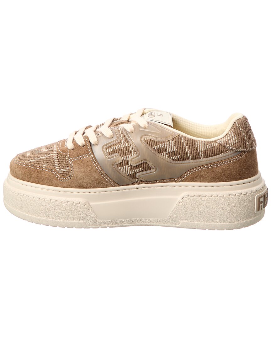 Fendi Match Ff Jacquard & Suede Platform Sneaker