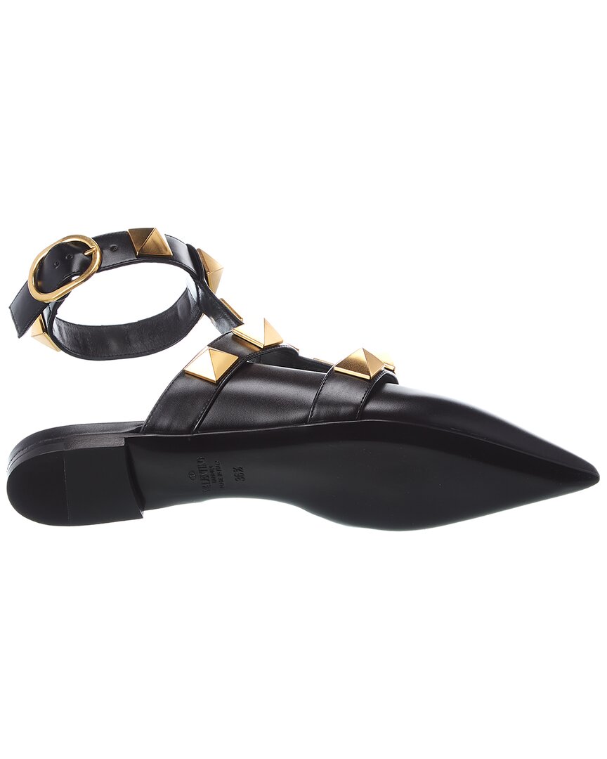 Valentino Roman Stud Leather Ankle Strap Flat