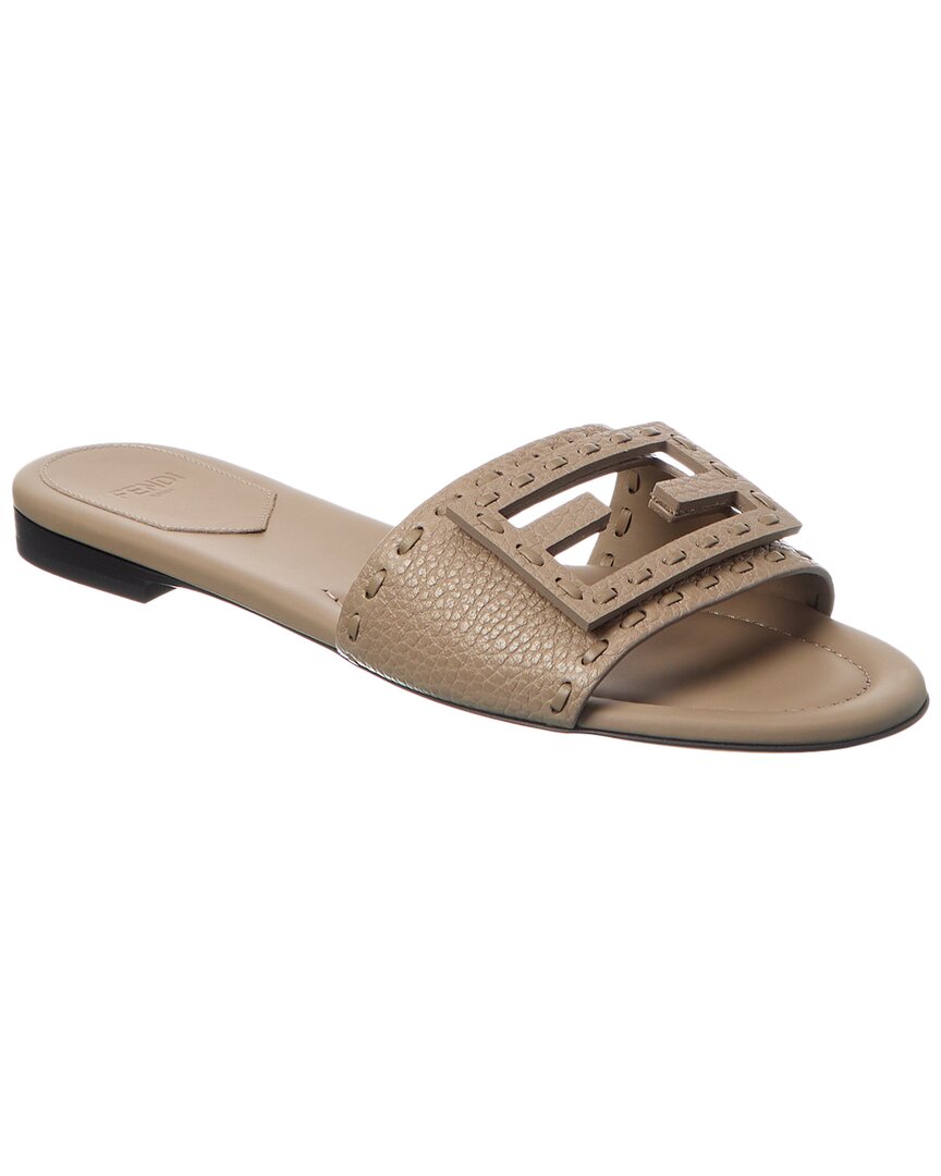 Fendi Ff Baguette Leather Sandal Grey Multi