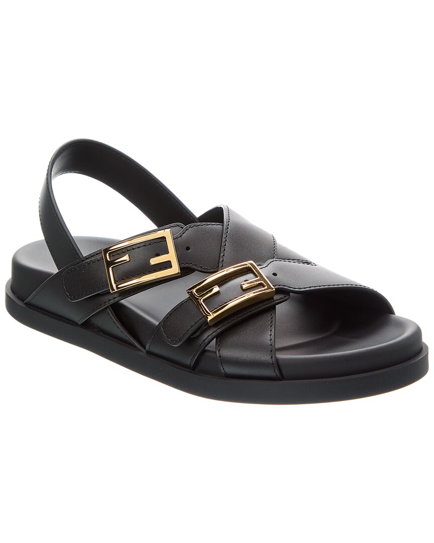 Fendi Feel Leather Sandal Black