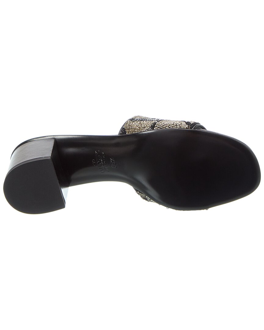 Valentino Vlogo 50 Toile Iconographe Leather Sandal