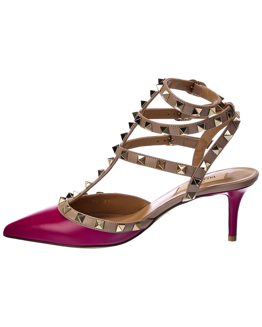 Valentino Rockstud Caged 65 Leather Ankle Strap Pump