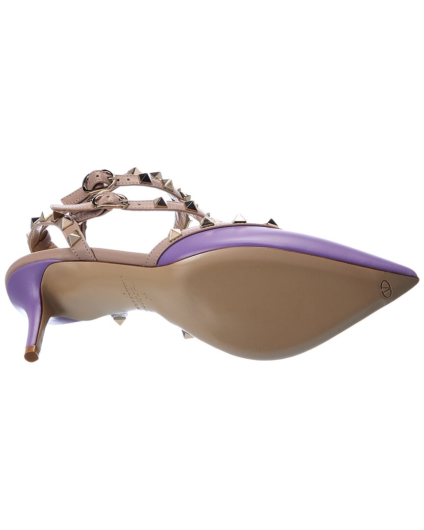 Valentino Rockstud Caged 65 Leather Ankle Strap Pump