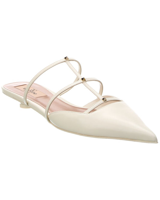 Valentino Rockstud 20 Leather Mule White
