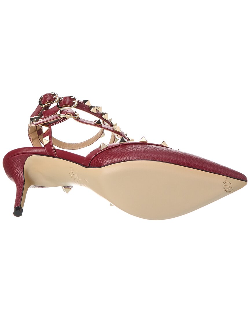 Valentino Rockstud Caged 65 Grainy Leather Ankle Strap Pump