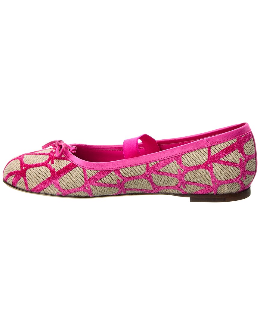 Valentino Vlogo Toile Iconographe Canvas & Satin Ballerina Flat