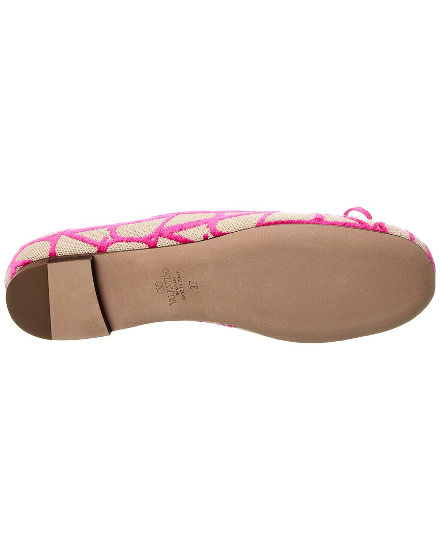 Valentino Vlogo Toile Iconographe Canvas & Satin Ballerina Flat