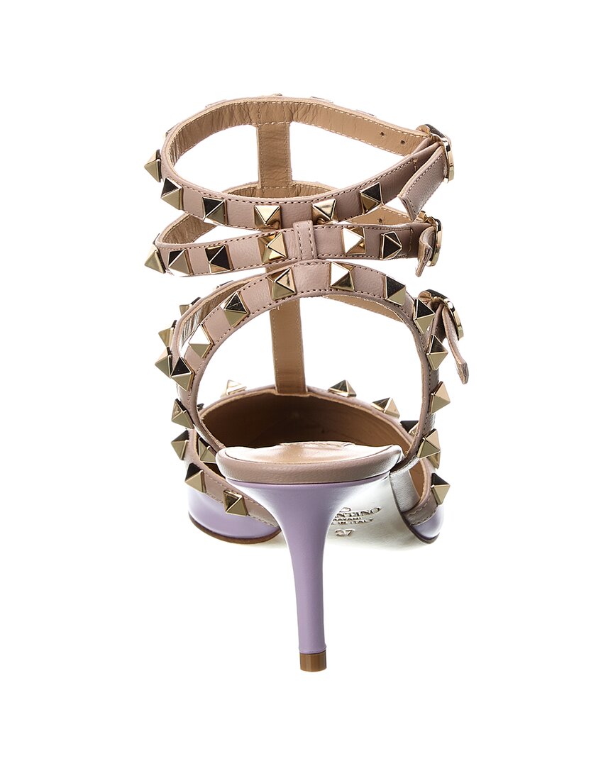 Valentino Rockstud Caged 65 Leather Ankle Strap Pump