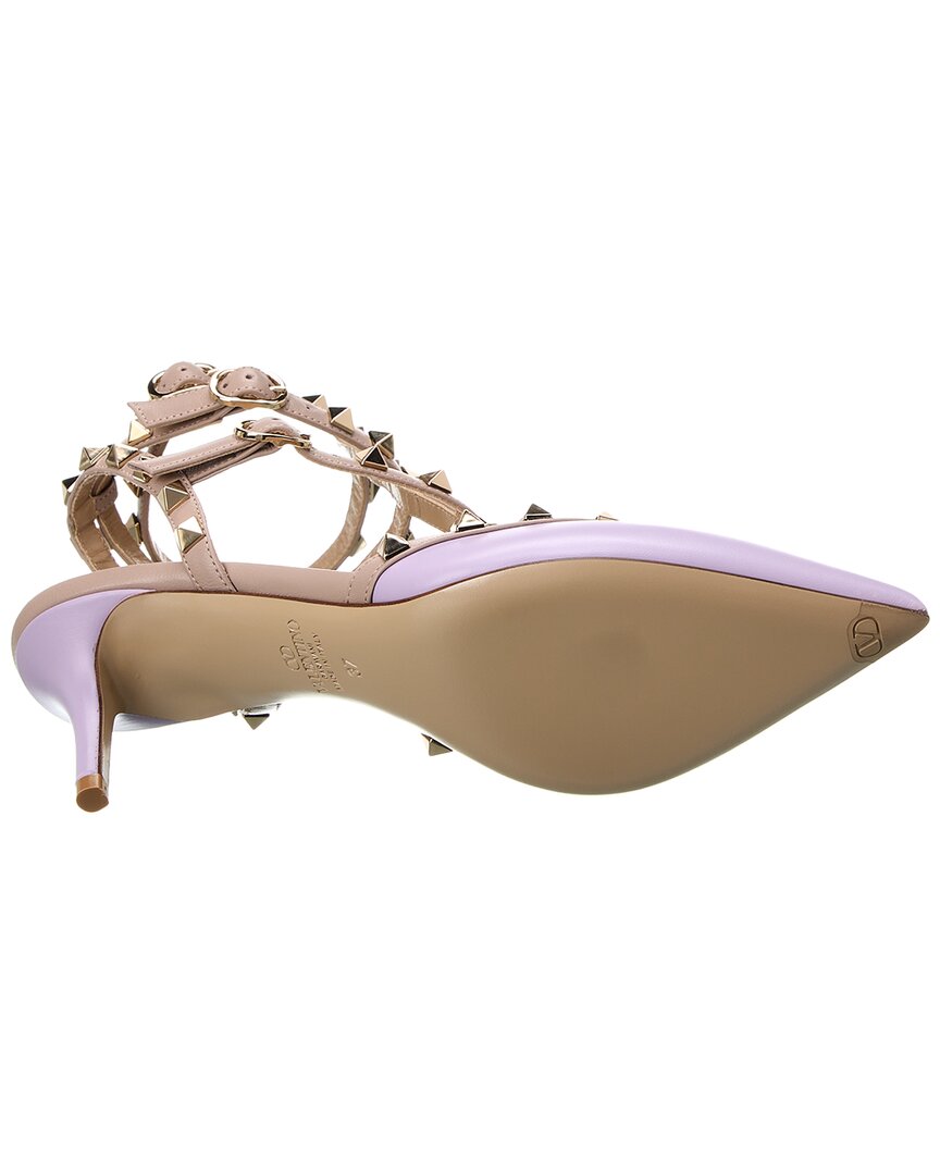 Valentino Rockstud Caged 65 Leather Ankle Strap Pump