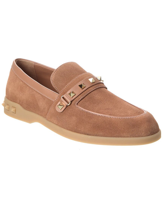 Valentino Leisure Flows Suede & Leather Loafer Brown Multi