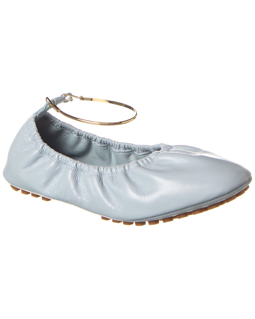 Fendi Filo Leather Ballerina Flat Blue
