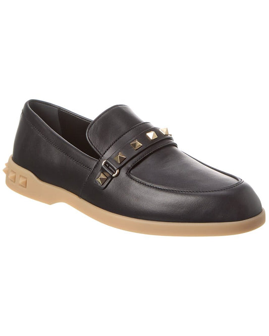 Valentino Leisure Flows Leather Loafer Black