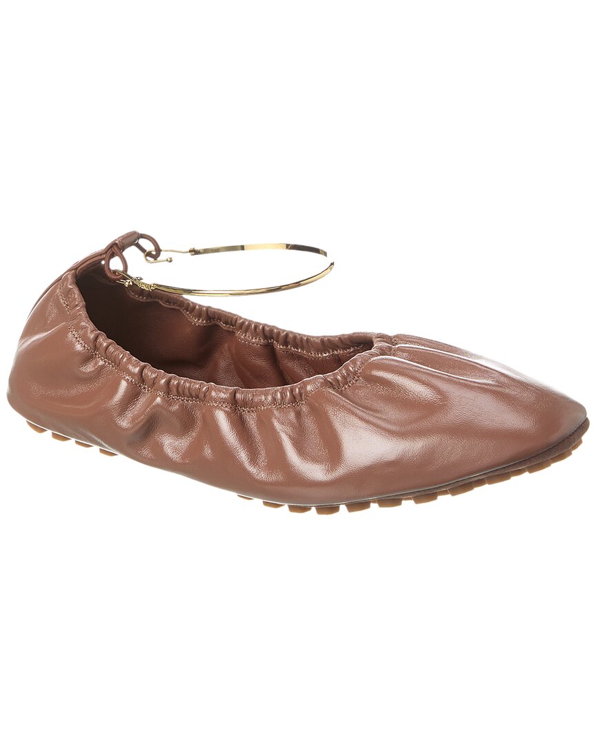 Fendi Filo Leather Flat Brown