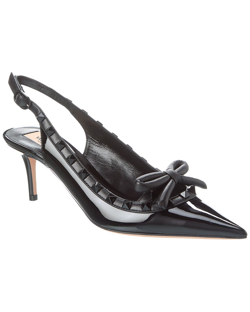 Valentino Rockstud 60 Patent Slingback Pump Black