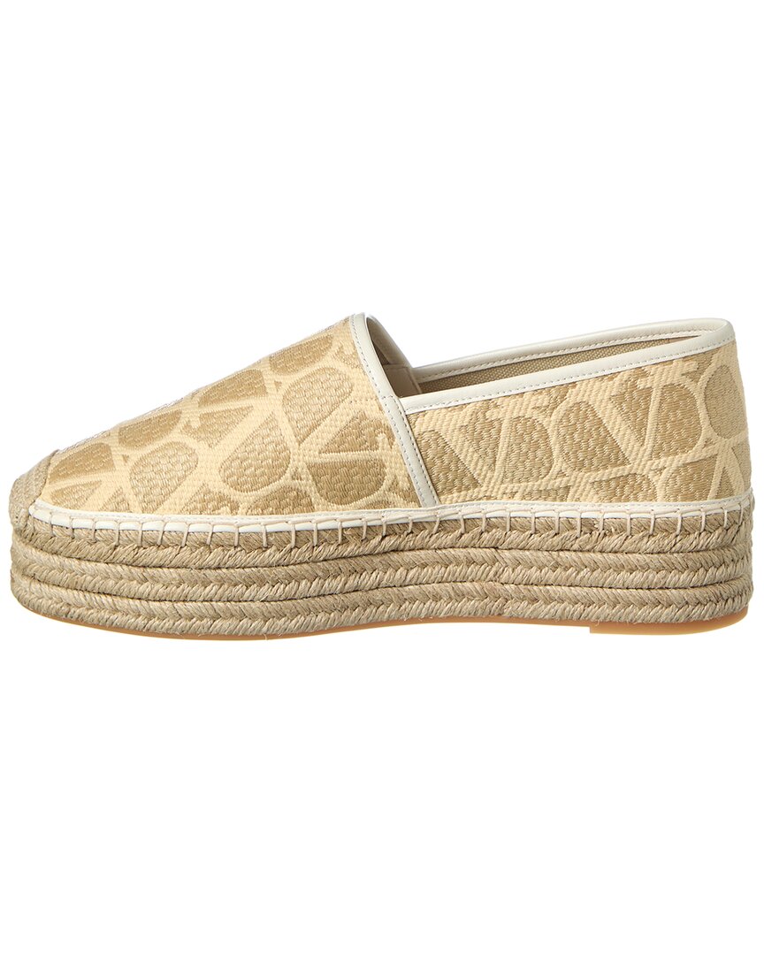 Valentino Vlogo Toile Iconographe Canvas & Leather Platform Espadrille