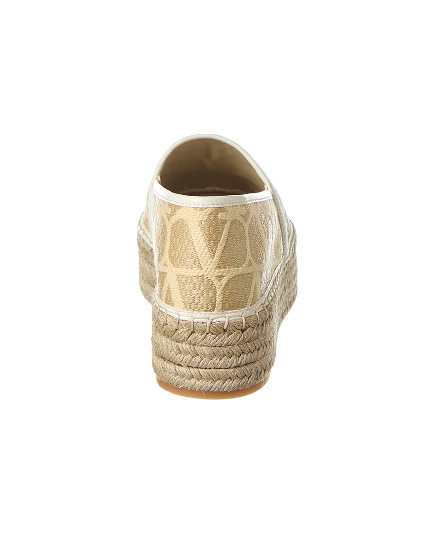 Valentino Vlogo Toile Iconographe Canvas & Leather Platform Espadrille
