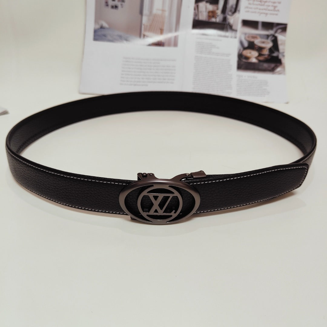 Louis Vuitton BELT ROUND FACE BUCKLE BLACK LEATHER 35MM