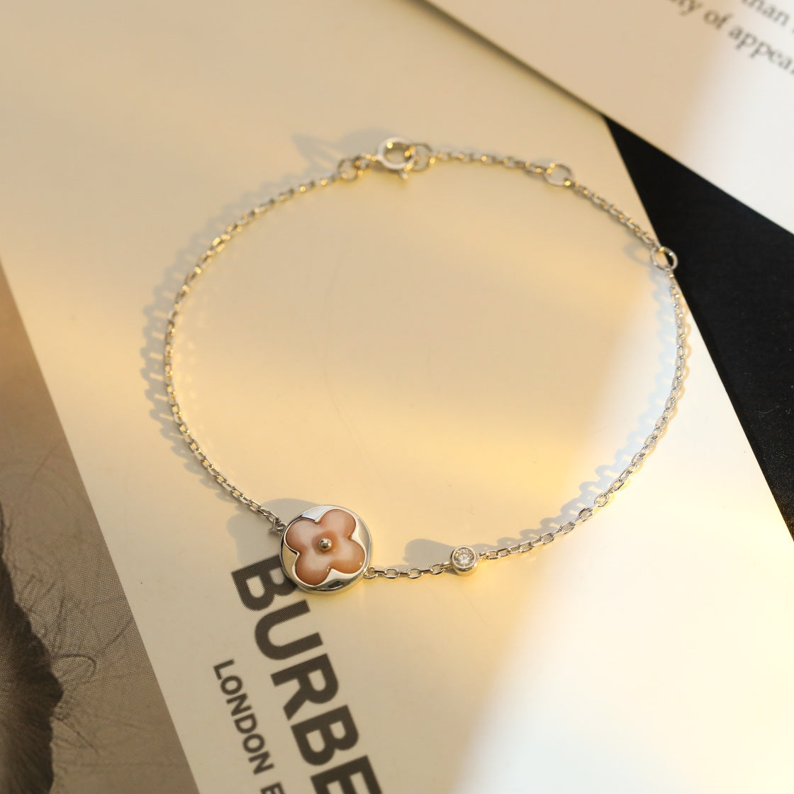 Louis Vuitton SUN MOTIF PINK MOP SILVER BRACELET