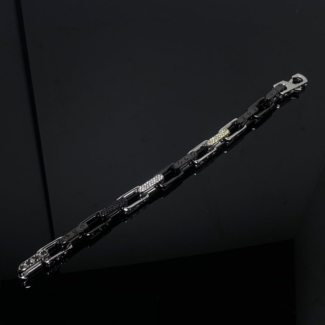 Louis Vuitton MONOGRAM DIAMOND BLACK SILVER BRACELET
