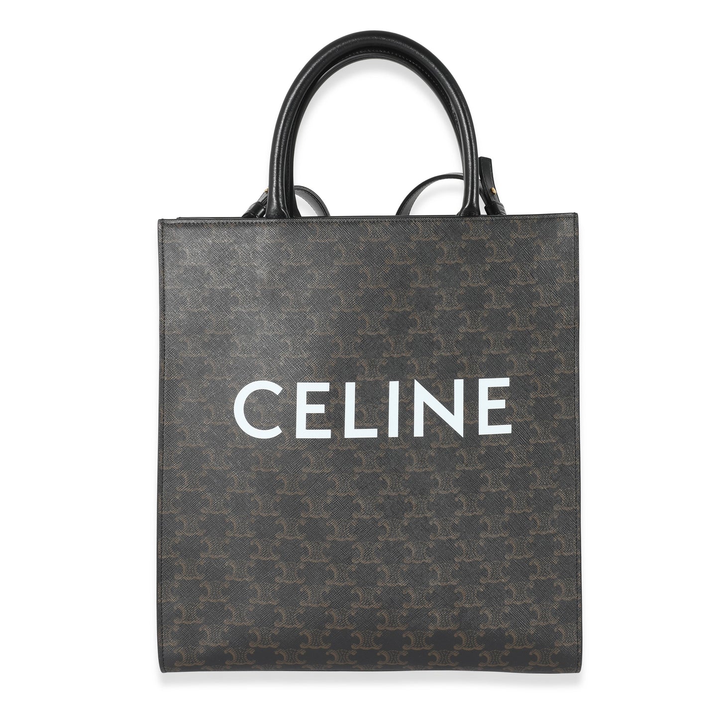 CELINE Black Triomphe Canvas Medium Vertical Cabas Tote